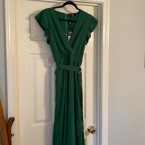 AXParis Green Wrap Belted Jumpsuit NWT